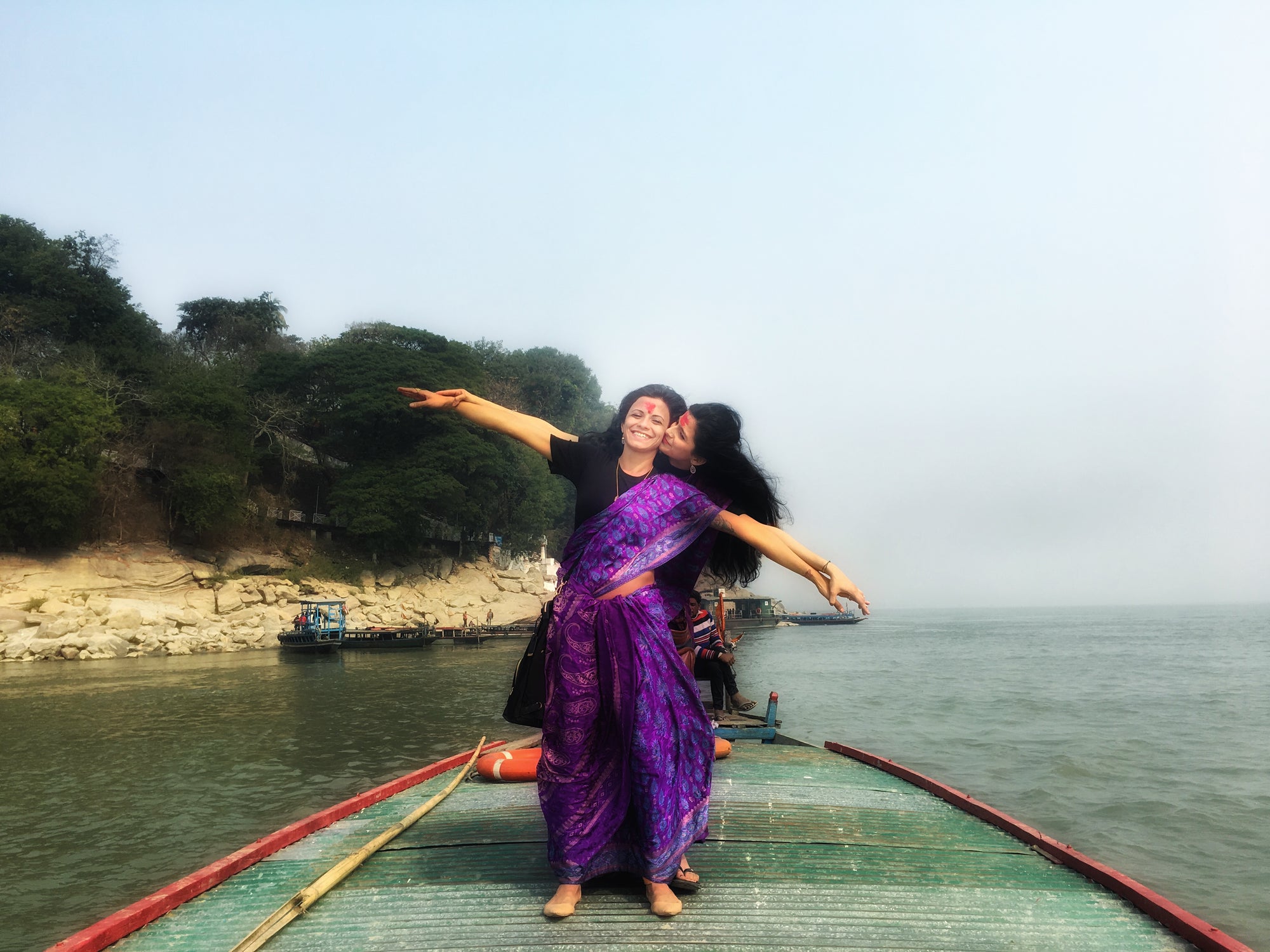 Loni and me on a boat in India