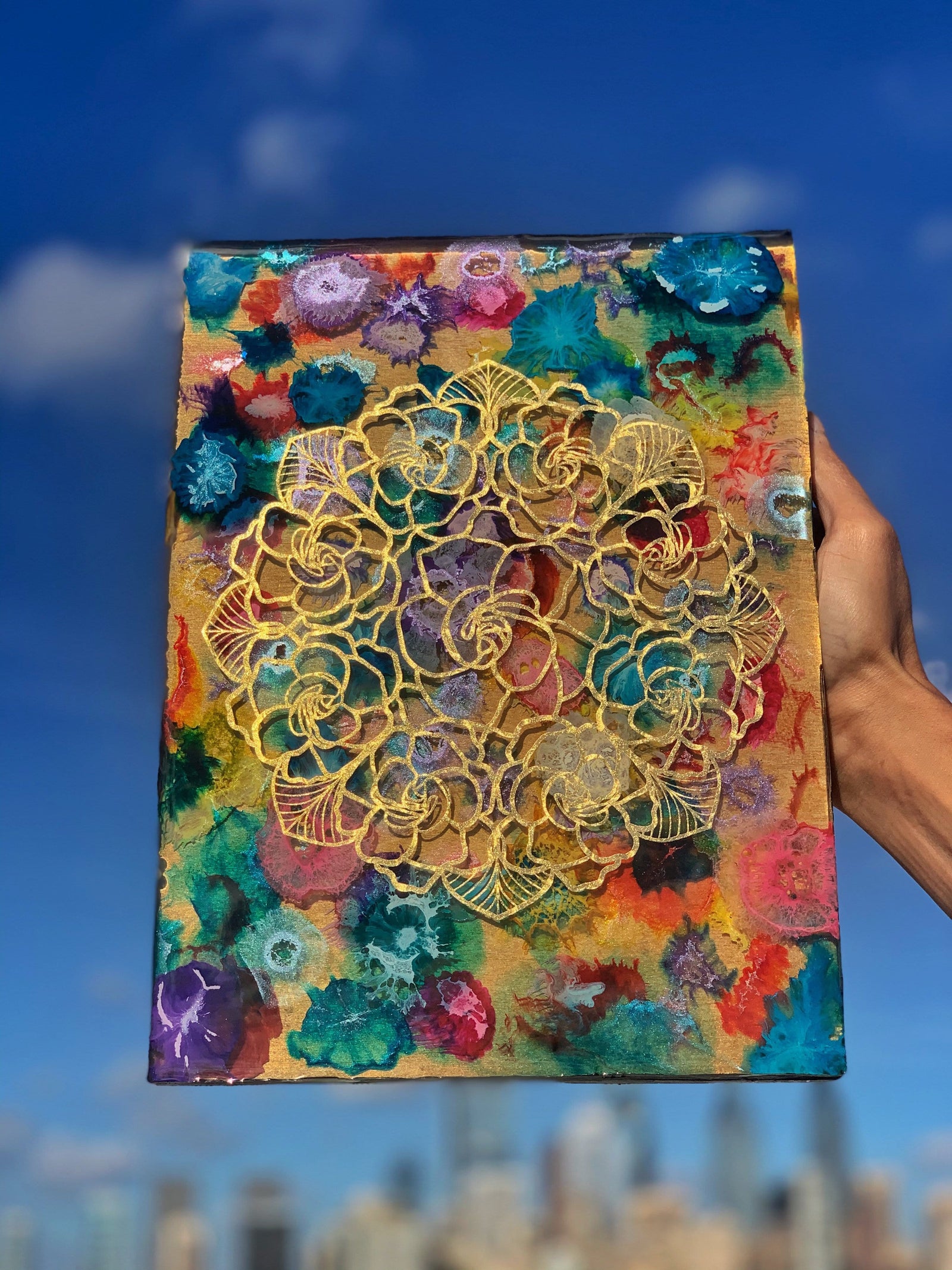 Floral Mandala in Resin Wall Art