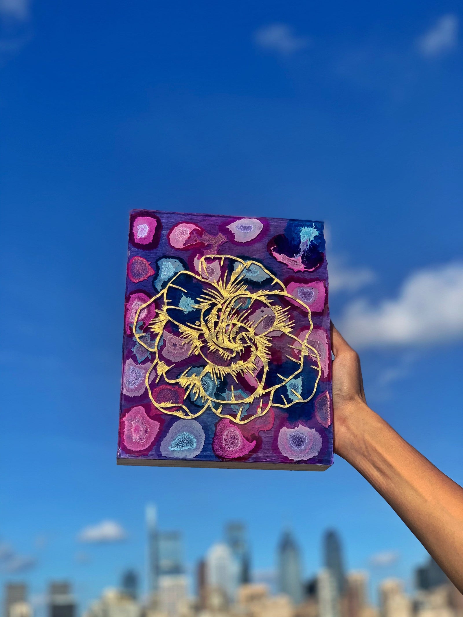 Gardenia Geode Resin Wall Art